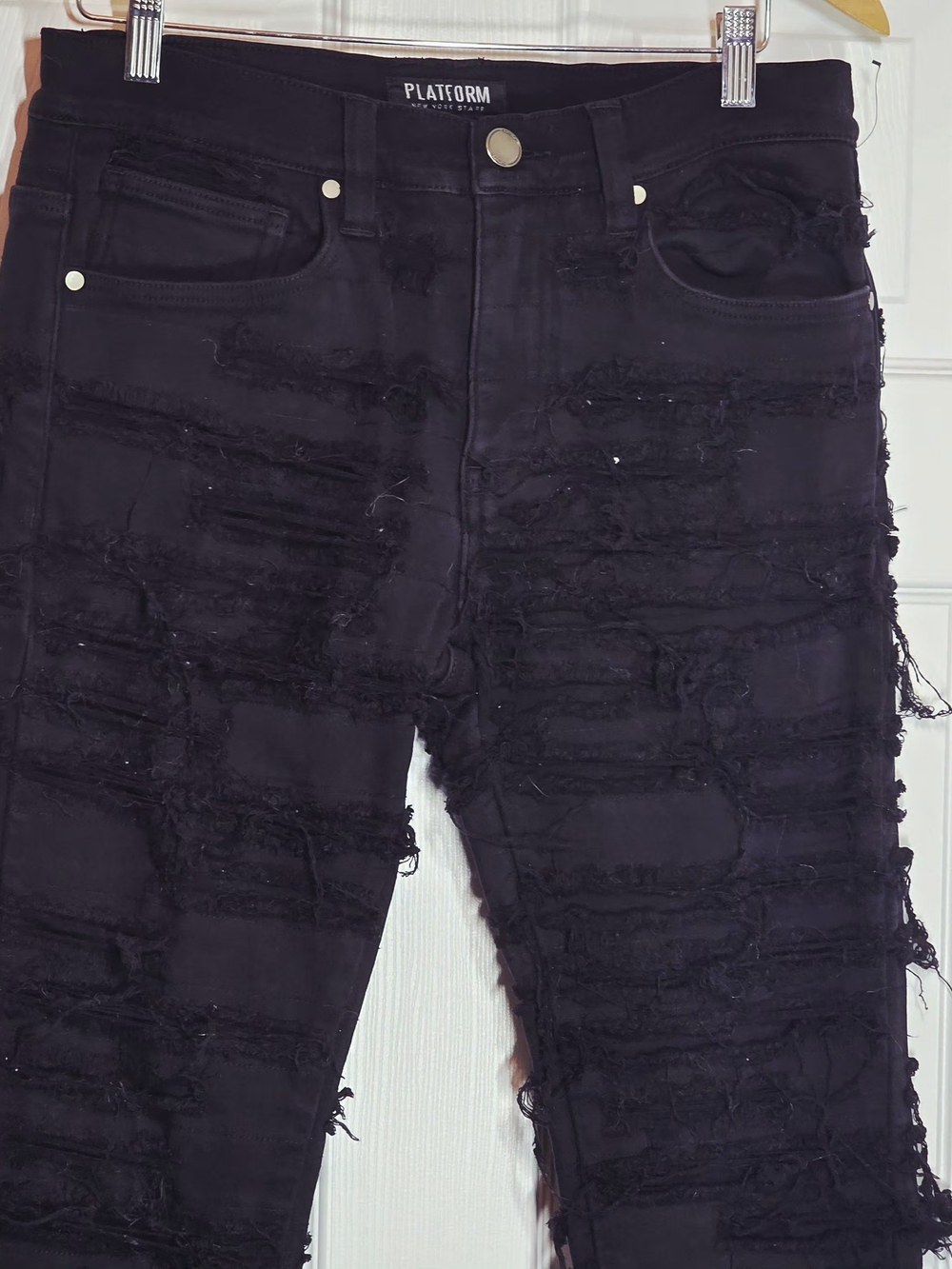 Platform New York Staff Distressed Black 32x38 Jeans - Picture 3 of 8